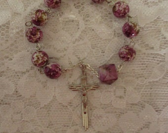 Purple/Violet Marbled Single Decade Rosary with Gift Bag