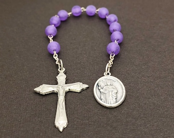 St. Thomas, Purple Single Decade Rosary with Gift Bag