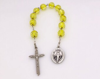 Miraculous Medal, Yellow Single Decade Rosary with Gift Bag