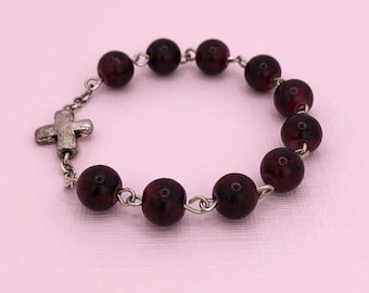 Dark Red Single Decade Rosary with Gift Bag