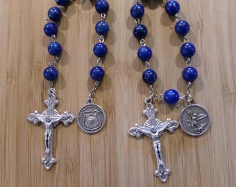 St. Michael/Police Officer, Blue Single Decade Rosary with Gift Bag (2 variations)