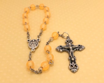 Peach Single Decade Rosary (Adapt to Car Rosary Possible)
