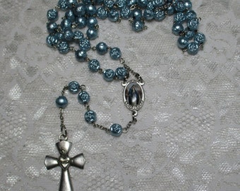 Miraculous Medal, Sacred Heart, Blue Rose Rosary
