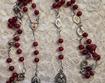 Chaplet of the Five Wounds of Christ with Red Beads (2 variations)