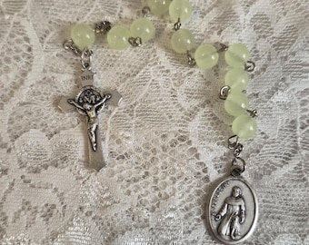 St. Peregrine, Miraculous Medal, Glow in the Dark Single Decade Rosary (2 Variations)