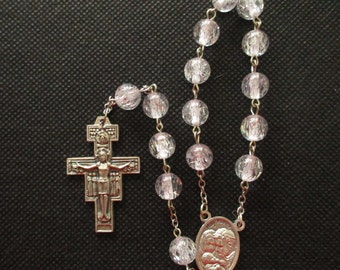 San Damiano, St. Francis, and Holy Family, Clear Single Decade Rosary with Gift Bag