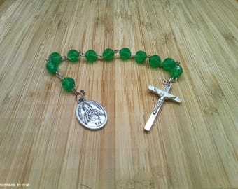 Our Lady of the Trinity Green Single Decade Rosary with Gift Bag