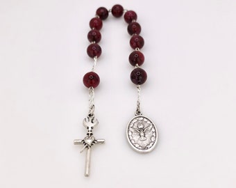 Holy Eucharist, Sacred Heart of Jesus, Red Single Decade Rosary with Gift Bag