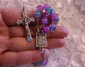 Pope Saint John Paul II, Pink and Blue Single Decade Rosary with Gift Bag