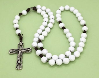 White and Brown Sturdy Rosary