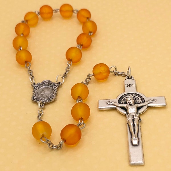 St. Benedict, Orange Single Decade Rosary with Gift Bag