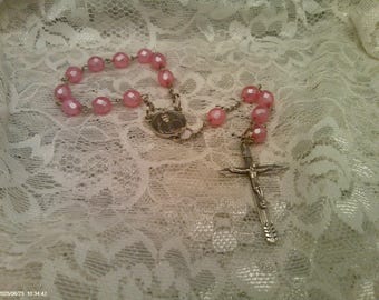 Pope Francis, Single Decade Rosary with Pink Glass Beads and Gift Bag