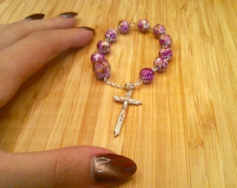 Purple/Violet Marbled Single Decade Rosary with Gift Bag
