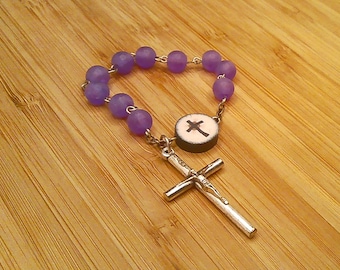 Cross, Lent/Easter Purple Single Decade Rosary with Gift Bag