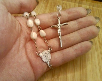 Jesus Christ in Rio de Janeiro, White Single Decade Rosary with Gift Bag