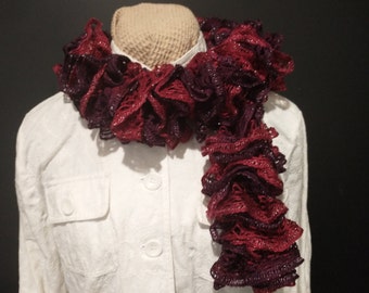 Red, Purple, and Silver Handmade Scarf