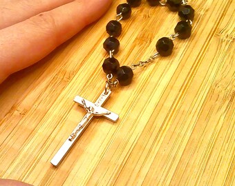 Black Portable Single Decade Rosary