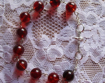 Simple Red Single Decade Rosary with Gift Bag