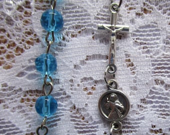Our Lady and Sacred Heart of Jesus, Blue Single Decade Rosary with Gift Bag