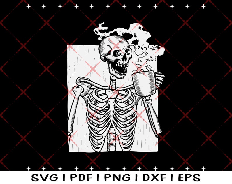Download Halloween Coffee Drinking Skeleton skull SVG Skeleton Drink | Etsy