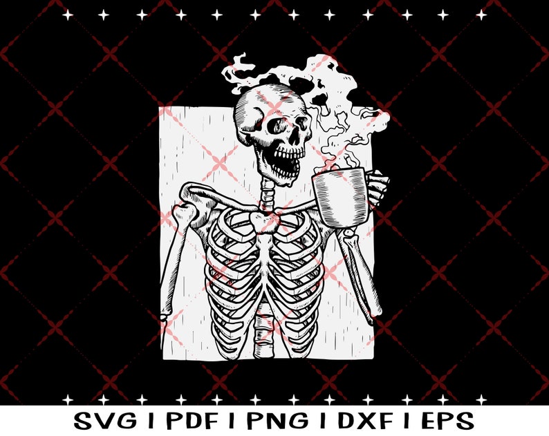 Download Halloween Coffee Drinking Skeleton skull SVG Skeleton ...