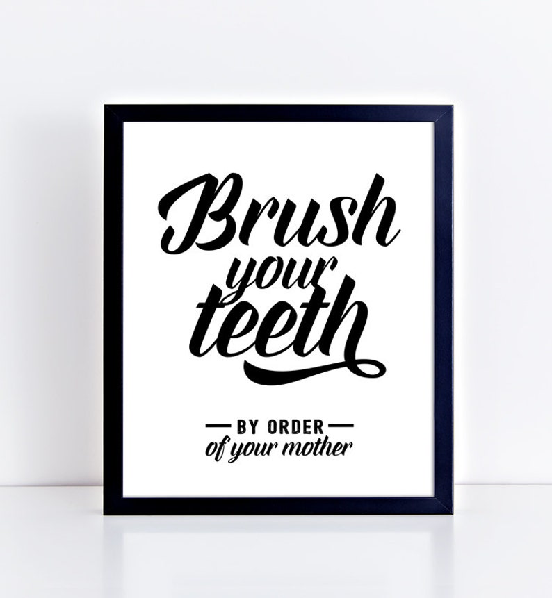 Kids Bathroom Printable Sign Brush Your Teeth Children Bathroom Sign Kids Bathroom Wall Art Brush Your Teeth Kids Bathroom Art