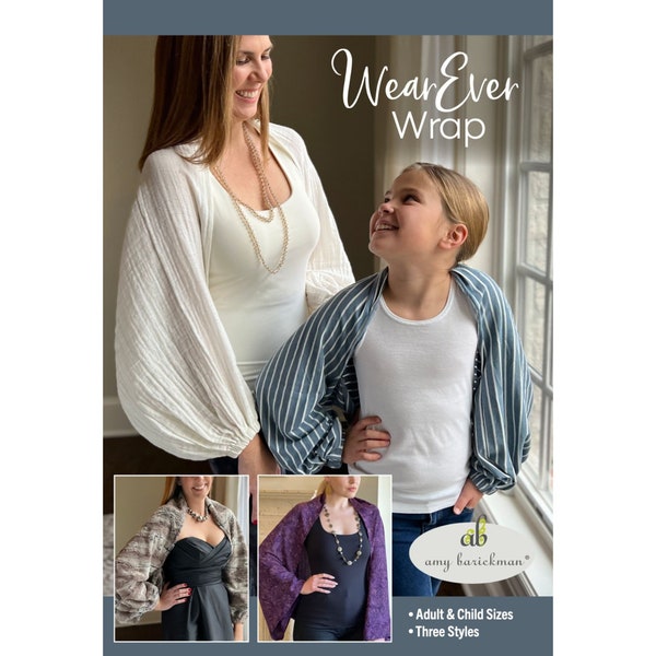 WearEver Wrap, Instant Downloadable Sewing Pattern, by Amy Barickman, a shrug for every occasion