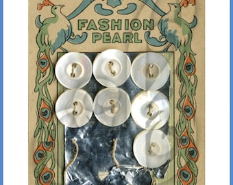 Vintage Digital Image of Fashion Pearl Button Card