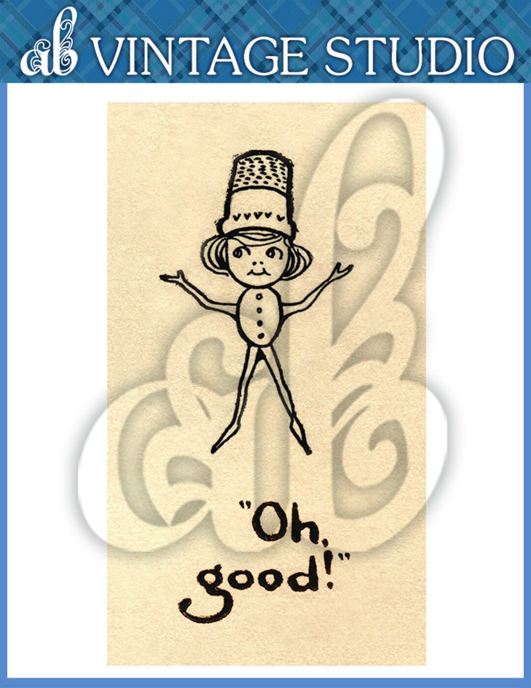 Timble Man Digital Image of Thimblefriends Thimble Man - Etsy UK