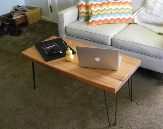 Custom Reclaimed Wood Coffee Table With Metal Hairpin Legs And Etsy