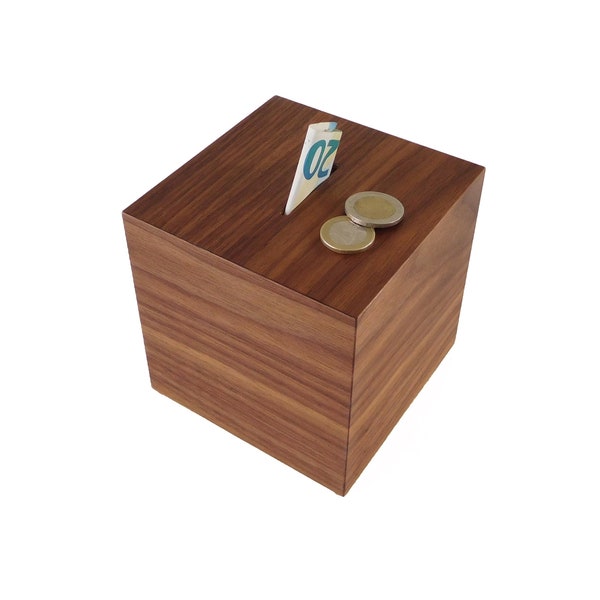 Piggy bank adult wood money box, savings bank tip jar for wedding, wood gifts for men