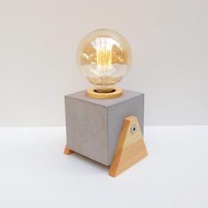 Concrete table lamp for nightstand, modern nordic small led lamp, fathers day gift