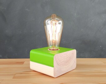 Edison Wood Table Lamp Base Personalized Nightstand Lamps For Etsy