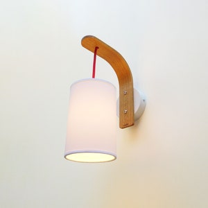 Wood wall sconce hardwired, Oak bracket for pendant light, modern bedroom hanging swag lamp