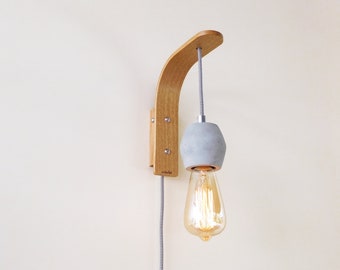 Wall sconce pendant light plug in with concrete edison wall lamp, modern industrial bracket light