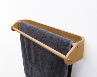 Eiche Holz Doppel Handtuchhalter 58 cm - Handgefertigte Wand Montierte Bad Accessoires