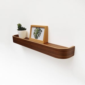 Walnut floating shelf with ledge