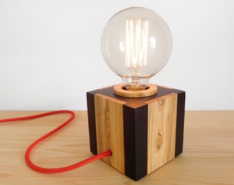 Lampe de table noire en béton, pied de lampe décoratif Edison moderne pour table de chevet à intensité variable