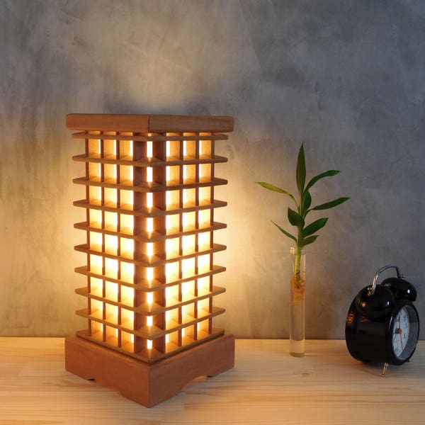 Wooden lamp shade bedroom handmade living room table lamp modern bedside lamp, wood gifts for home