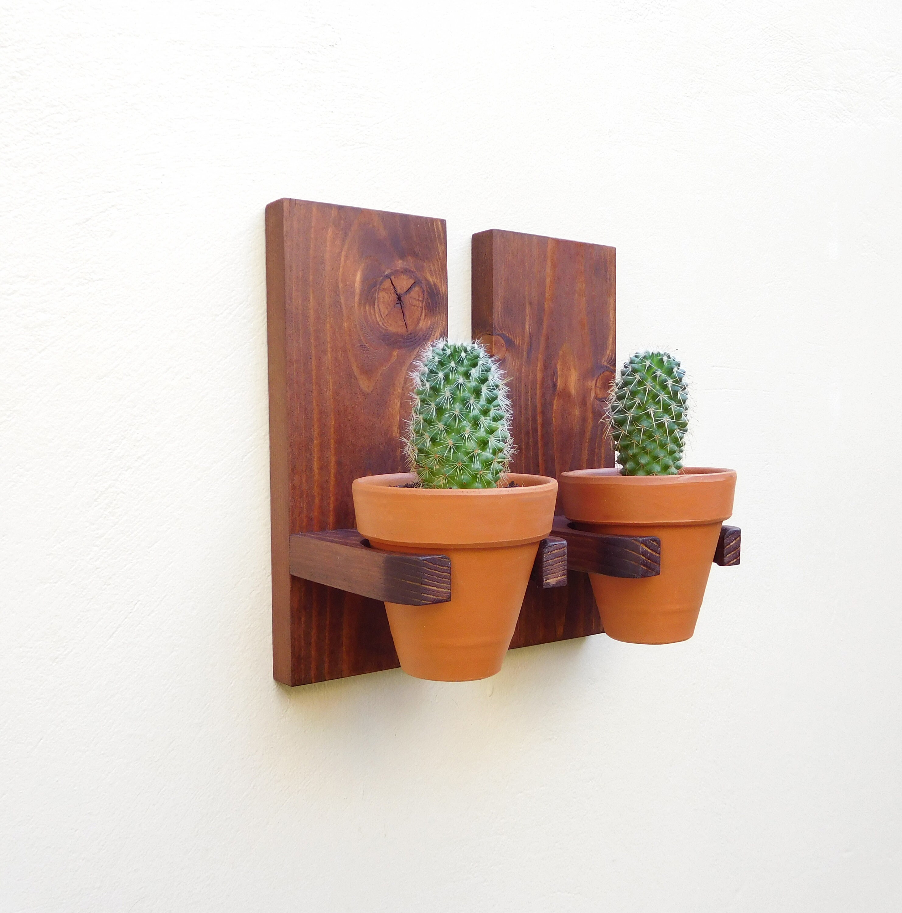 Rustic wall hanging planters set clay pots, wall mounted terracotta
