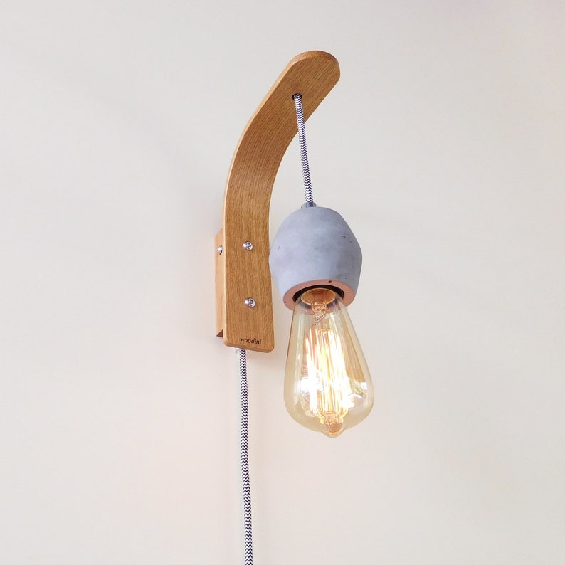Wall Sconce Pendant Light Plug in With Concrete Edison Wall Etsy
