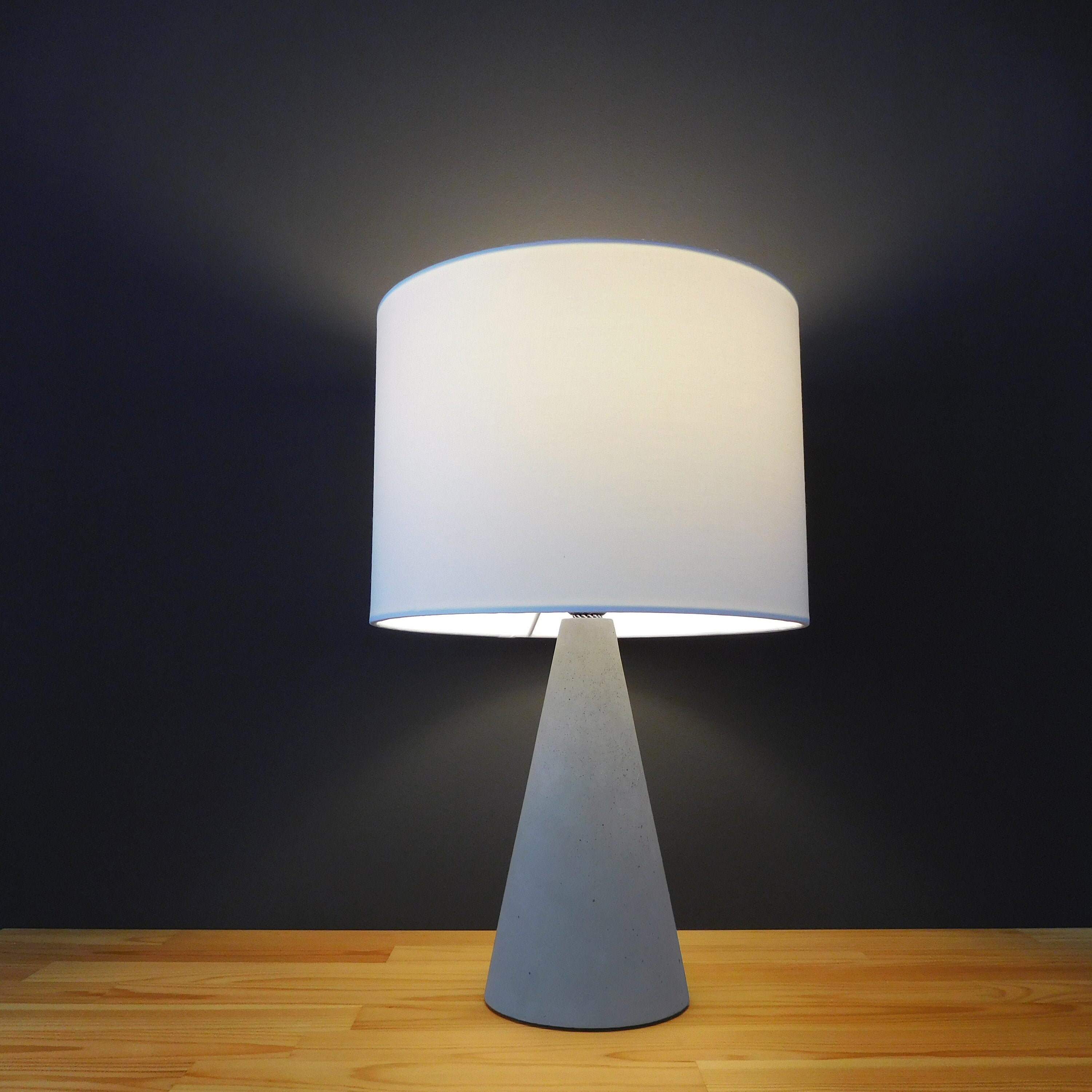 Concrete side table lamp with shade nightstand white lampshade