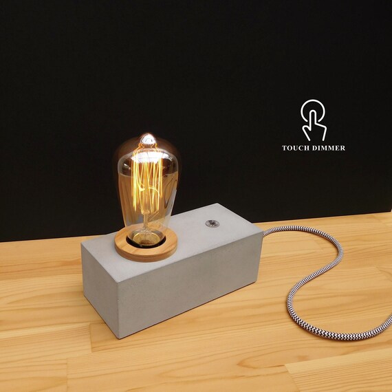 Concrete Table Lamp Dimmer Switch Modern Small - Etsy