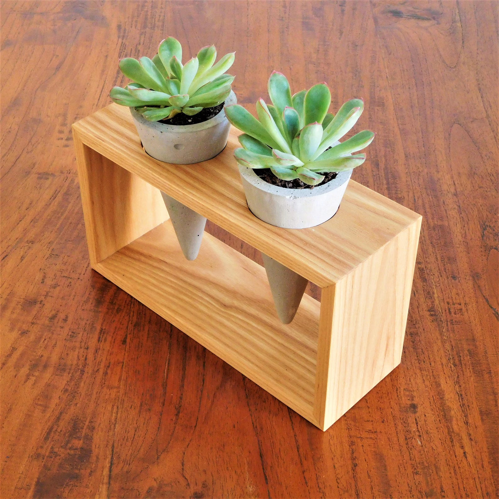 Concrete Cone Planter Stand Wooden Indoor Small Plant Stand Etsy UK