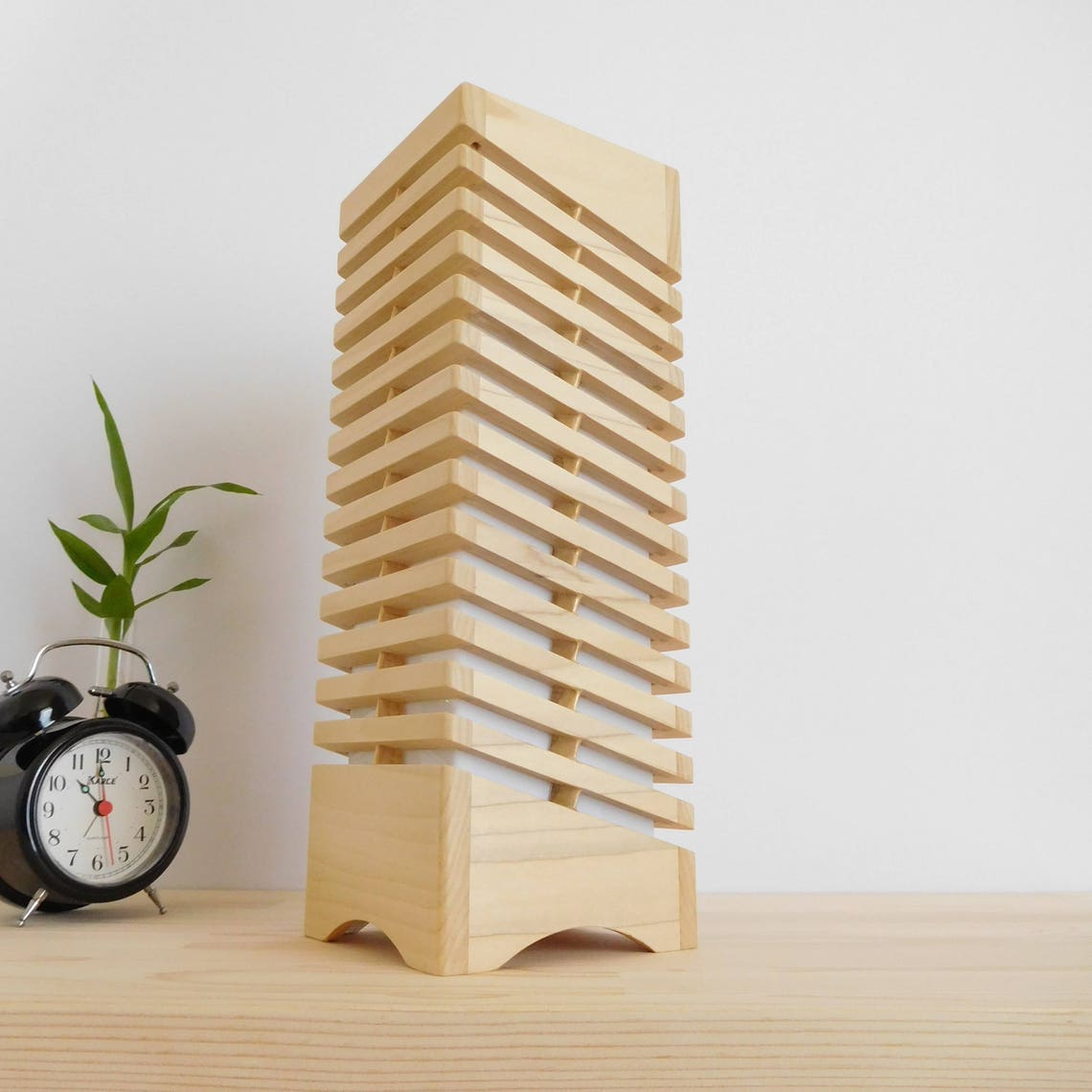 Wooden Side Table Lamp for Living Room Handmade Led Lamp Etsy