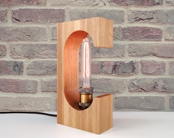 Lampe de table en bois dimmable, lampe faite main d'Edison pour la table de chevet, cadeaux en bois d'anniversaire pour la décoration de chambre d'homme