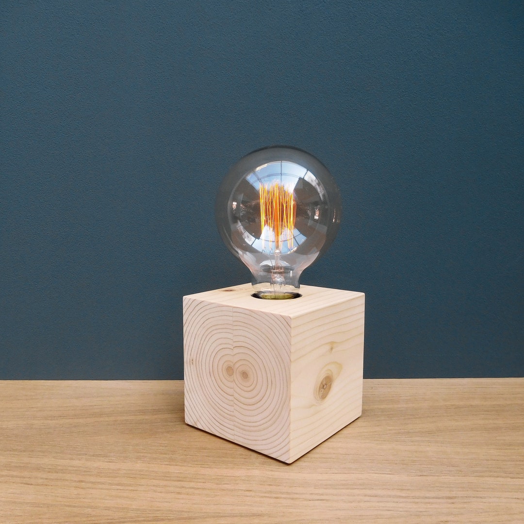 Wooden Table Lamp Base, Nordic Small Edison Lamp for Nightstand