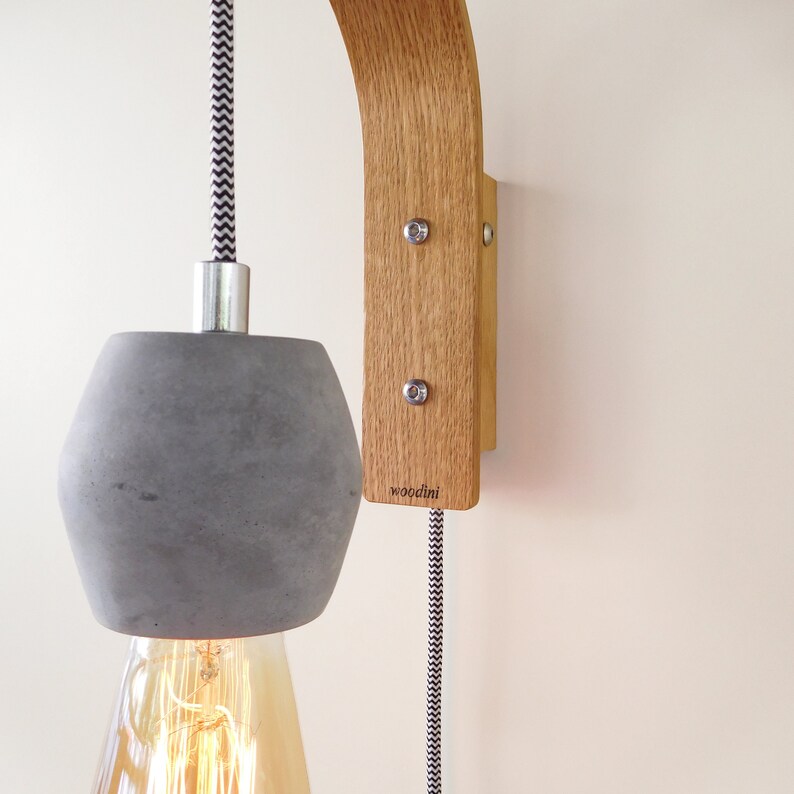 Wall Sconce Pendant Light Plug in With Concrete Edison Wall Etsy