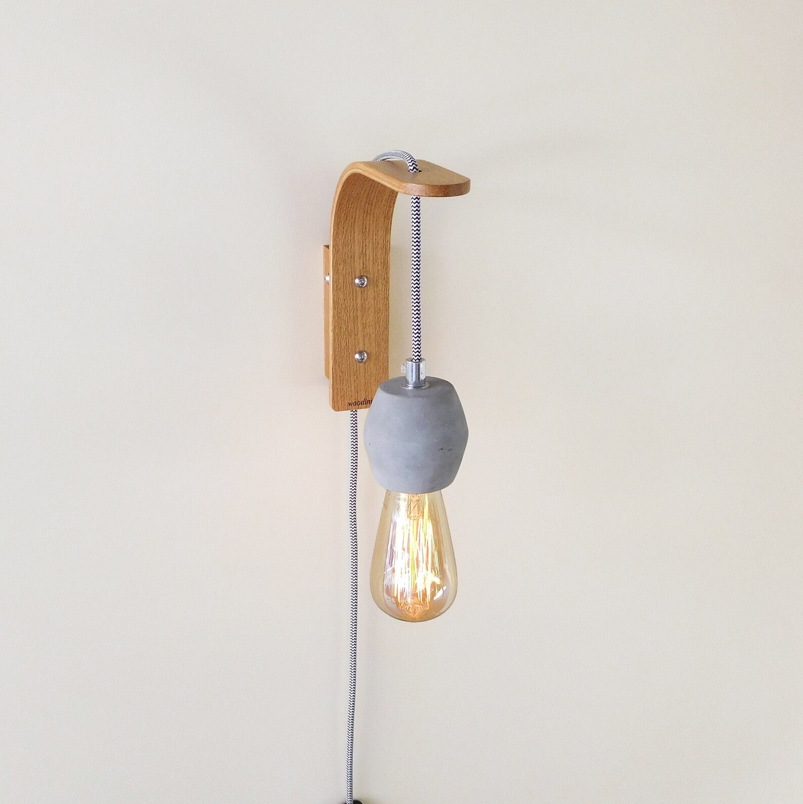 Wall Sconce Pendant Light Plug in With Concrete Edison Wall Etsy
