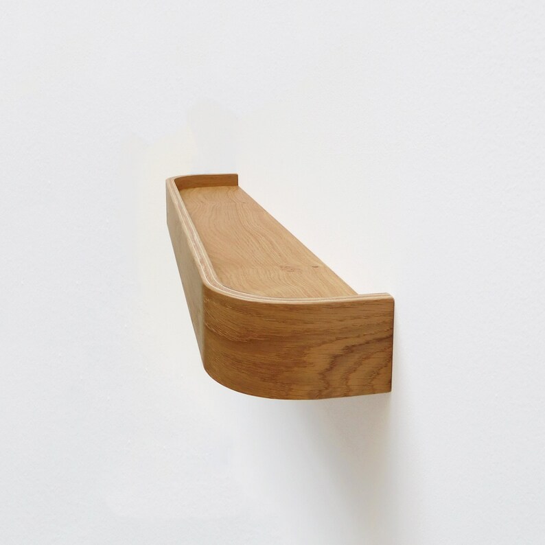 Wooden Floating Ledge Shelf Modern Rounded Edge Oak Shelves Etsy
